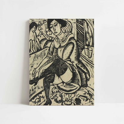 Woman Putting on Her Shoes (1912) by Ernst Ludwig Kirchner – Art Print - Unframed art print