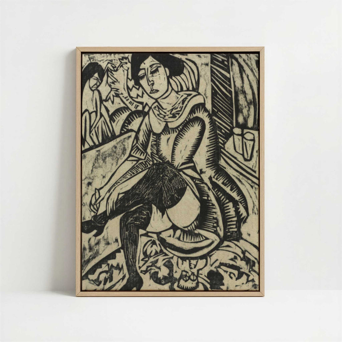 Framed Canvas - Framed canvas in oak color frame