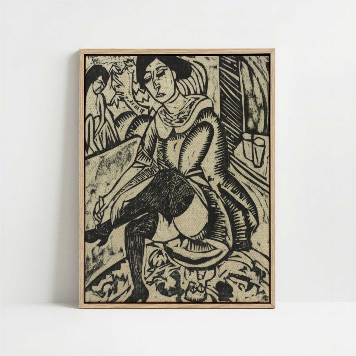Framed Canvas - Framed canvas in oak color frame