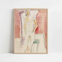 Woman in Underwear Berlin (c.1913) by Ernst Ludwig Kirchner – Art Print - Art print in oak frame