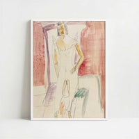 Woman in Underwear Berlin (c.1913) by Ernst Ludwig Kirchner – Art Print - Art print in white frame