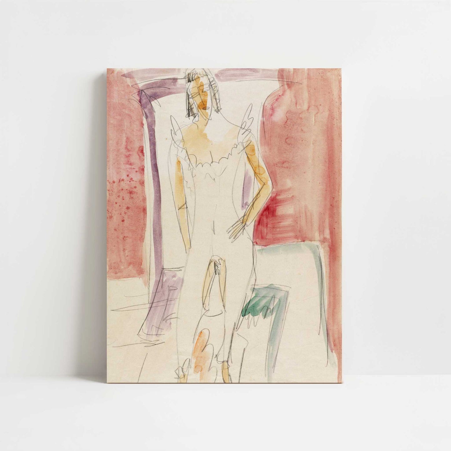 Woman in Underwear Berlin (c.1913) by Ernst Ludwig Kirchner – Art Print - Unframed art print