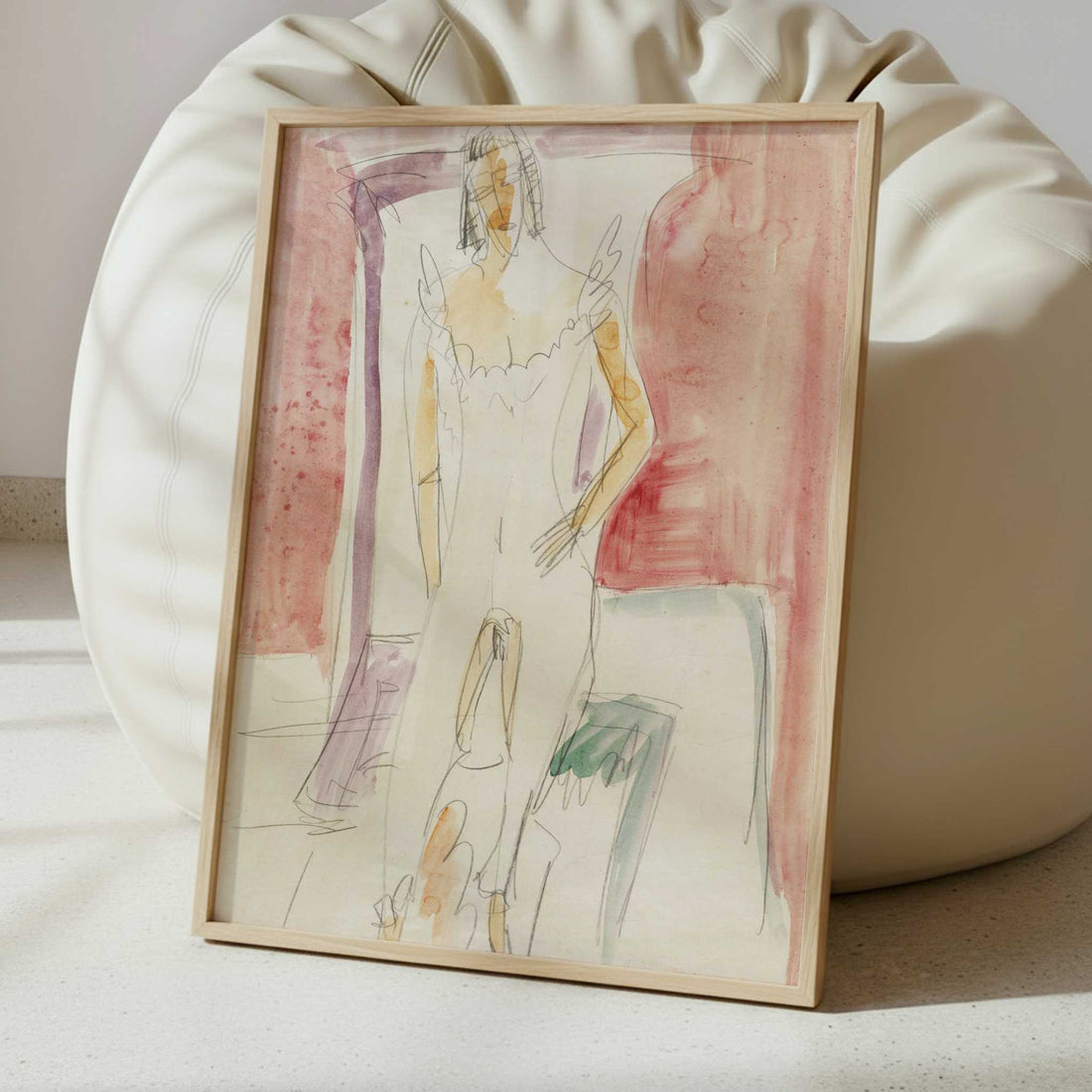 Woman in Underwear Berlin (c.1913) by Ernst Ludwig Kirchner – Art Print - Interior inspiration