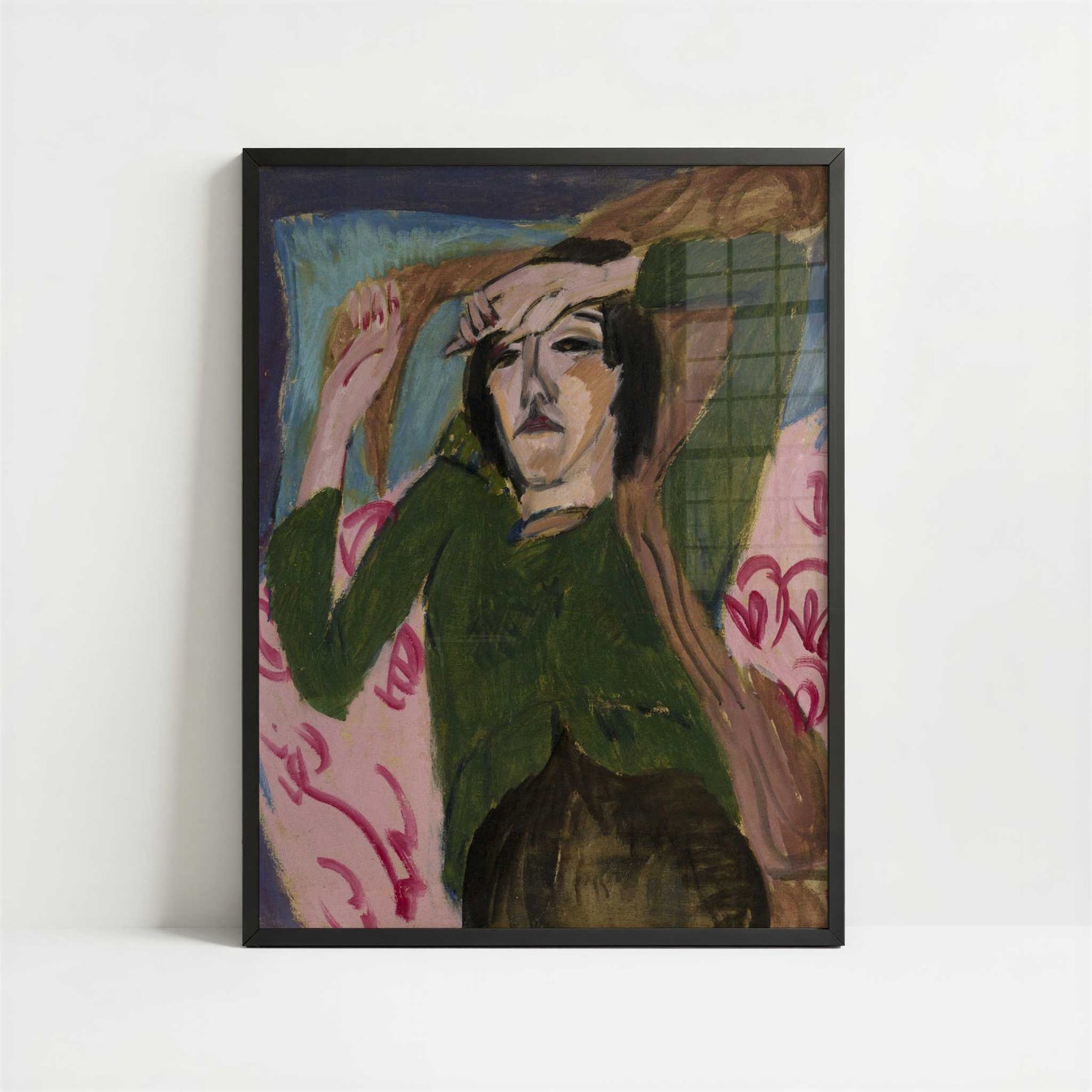 Woman in a Green Jacket (1913) by Ernst Ludwig Kirchner – Art Print - Art print in black frame