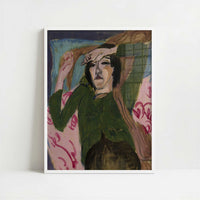 Woman in a Green Jacket (1913) by Ernst Ludwig Kirchner – Art Print - Art print in white frame