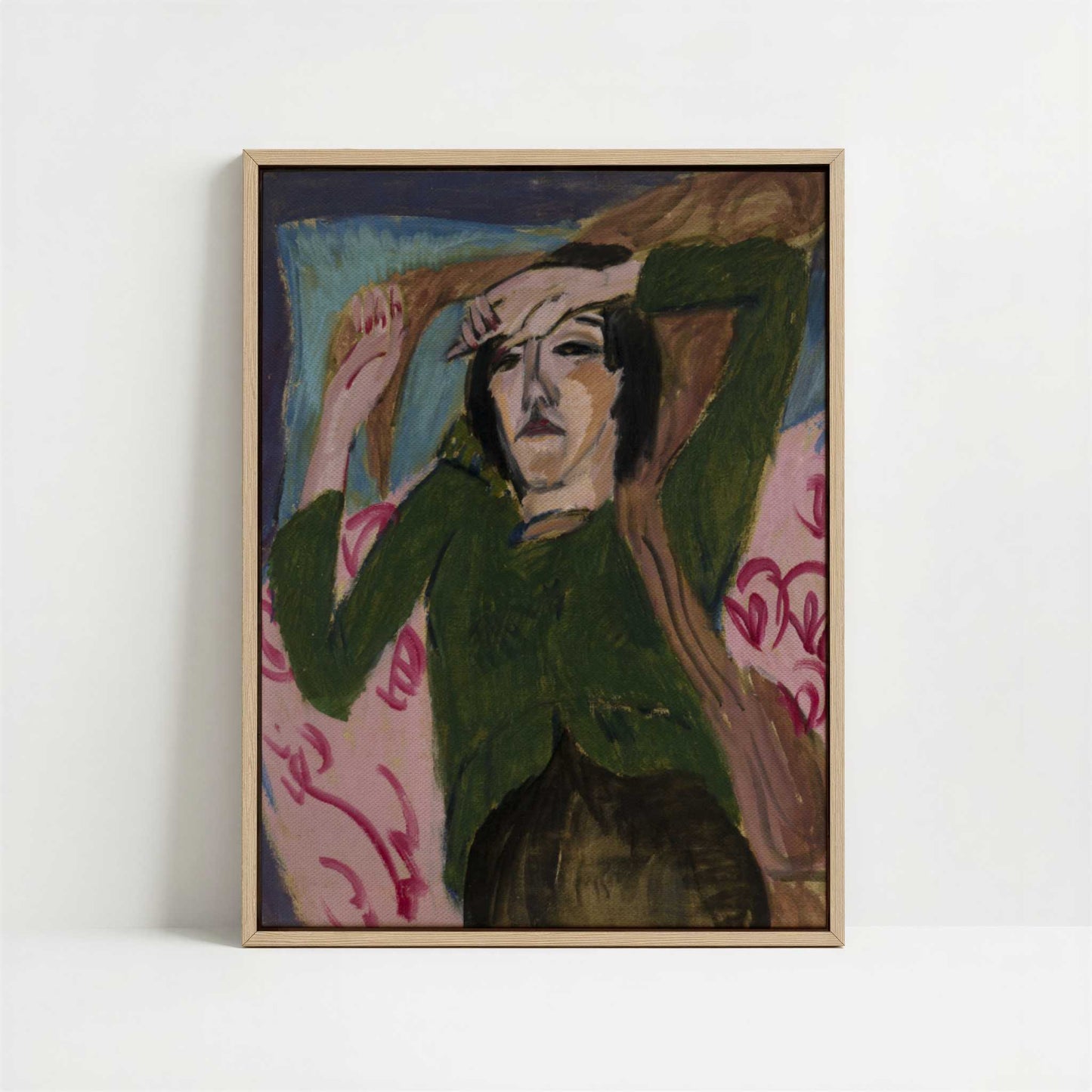 Framed Canvas - Framed canvas in oak color frame