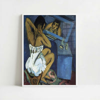 Woman in front of the Mirror (1912) by Ernst Ludwig Kirchner – Art Print - Art print in white frame
