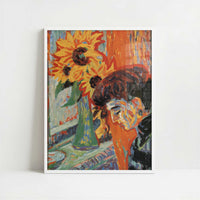 Woman's Head with Sunflowers (1906) by Ernst Ludwig Kirchner – Art Print - Art print in white frame