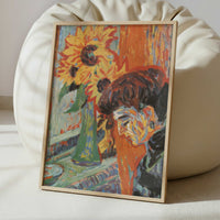 Woman's Head with Sunflowers (1906) by Ernst Ludwig Kirchner – Art Print - Interior inspiration