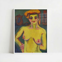 Yellow-green Half Nude (1910s) by Ernst Ludwig Kirchner – Art Print - Art print in white frame