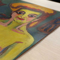 Yellow-green Half Nude (1910s) by Ernst Ludwig Kirchner – Art Print - Close-up detail of the art print
