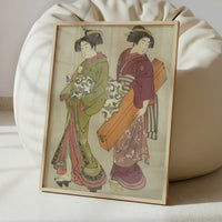 Geisha and a Servant Carrying Her Koto (1777) by Kitao Shigemasa – Art Print - Interior inspiration