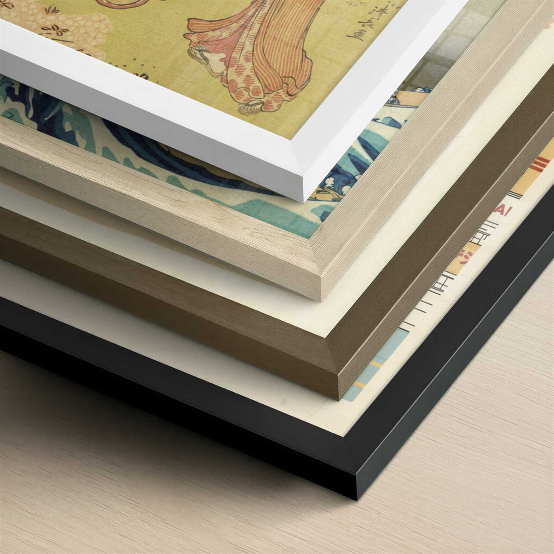 Cherry Blossom at Asakayama near Edo (1787–88) by Torii Kiyonaga – Art Print - Close-up detail of the different frames