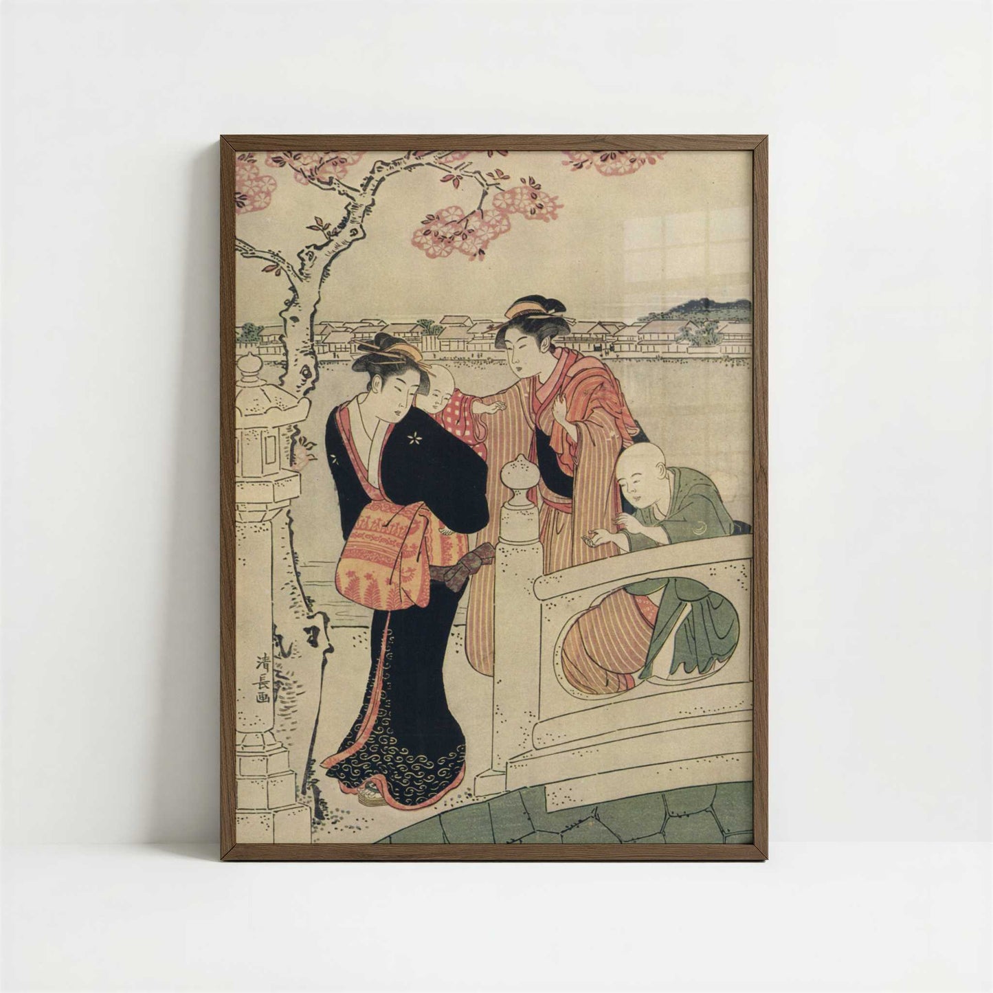 The Promenade (1780s) by Torii Kiyonaga – Art Print - Art print in dark wood frame