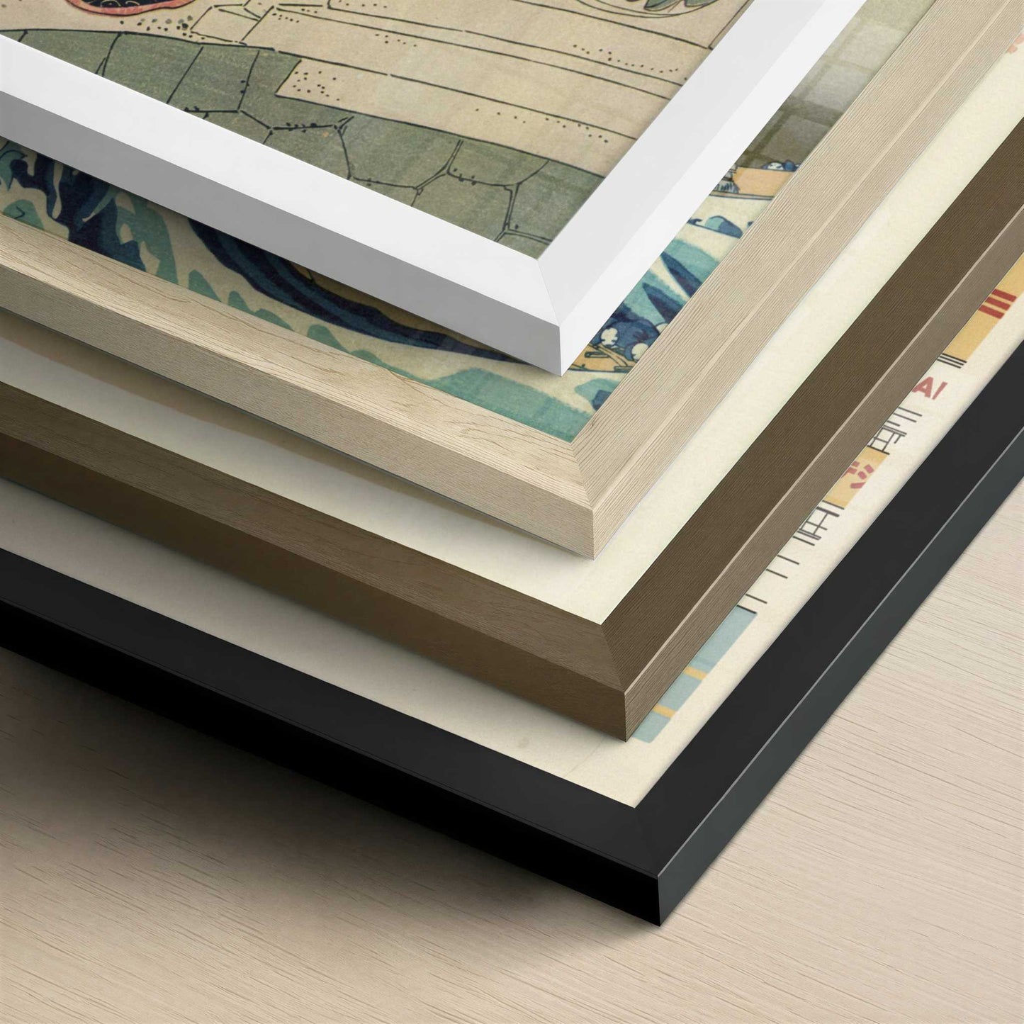 The Promenade (1780s) by Torii Kiyonaga – Art Print - Close-up detail of the different frames