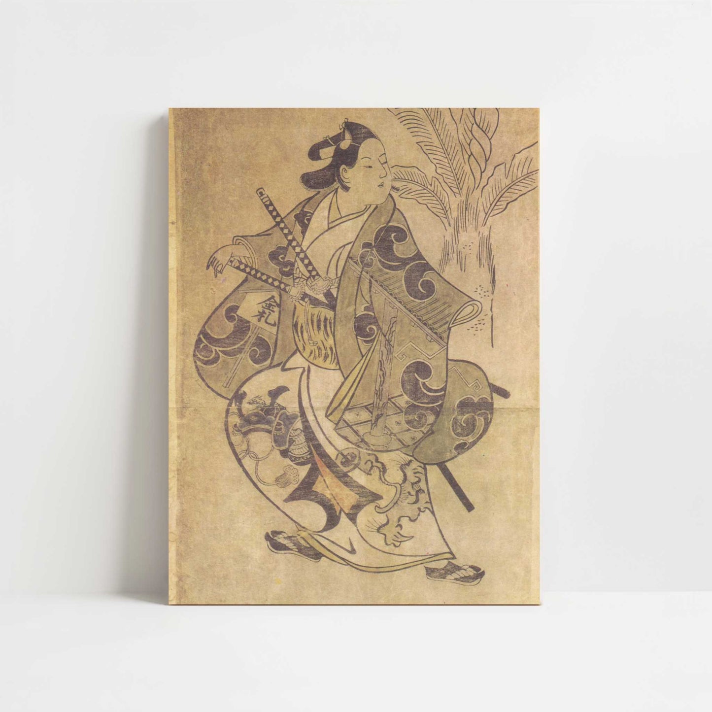 The Actor Shinomiya Heihachi in a Samurai Role (1700–05) by Torii Kiyonobu I – Art Print - Unframed art print