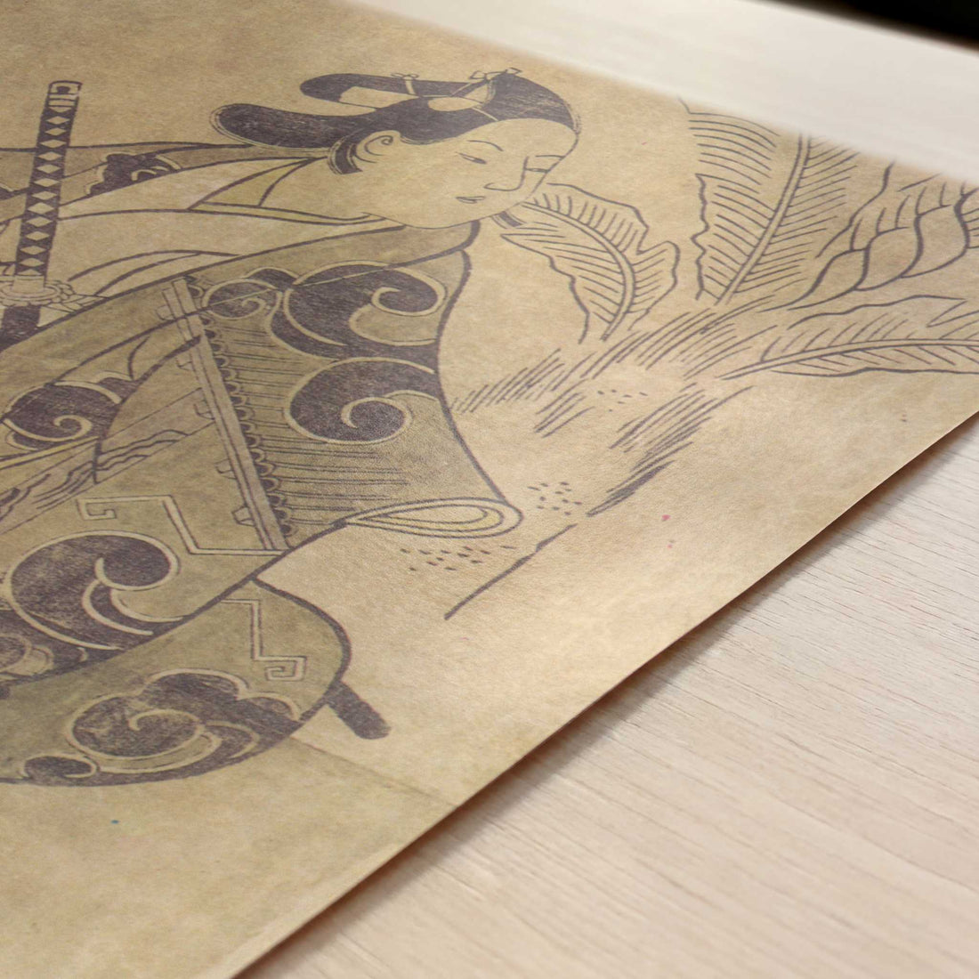 The Actor Shinomiya Heihachi in a Samurai Role (1700–05) by Torii Kiyonobu I – Art Print - Close-up detail of the art print