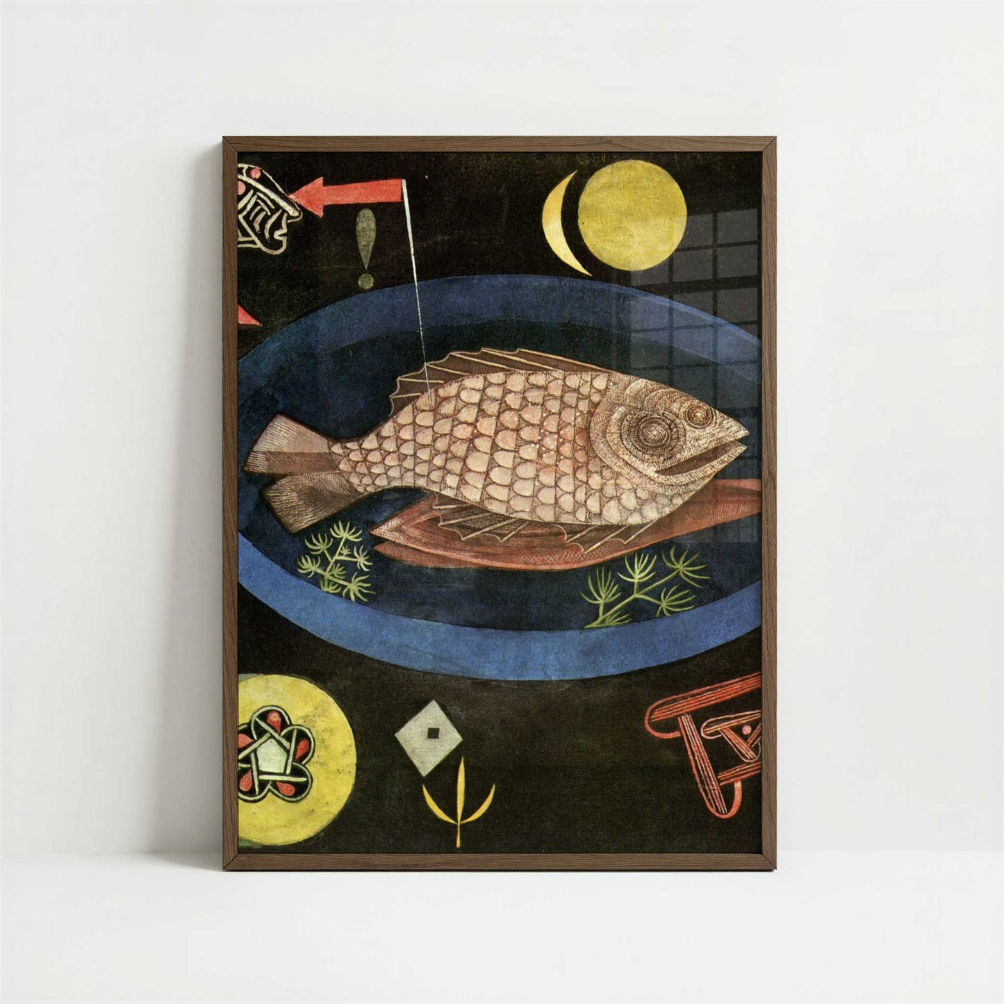 Around the Fish (1926) by Paul Klee – Art Print - Art print in dark wood frame