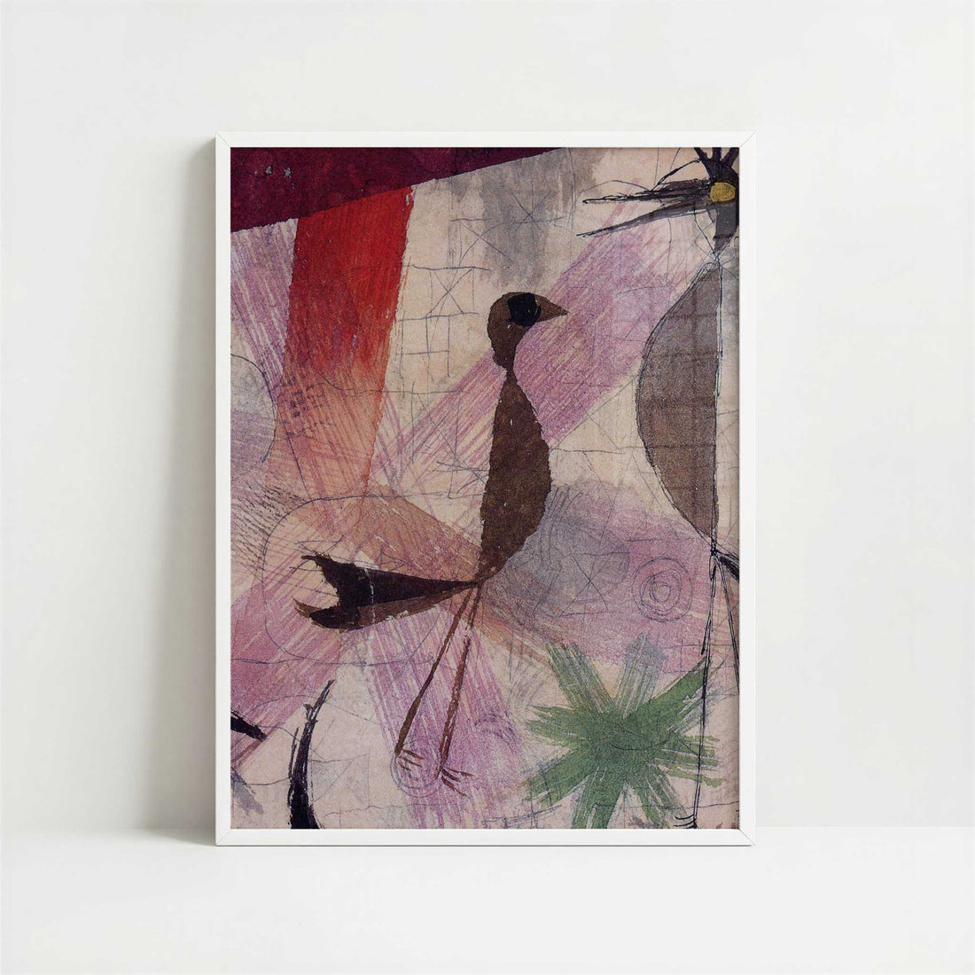 Bird Encounter (1918) by Paul Klee – Art Print - Art print in white frame