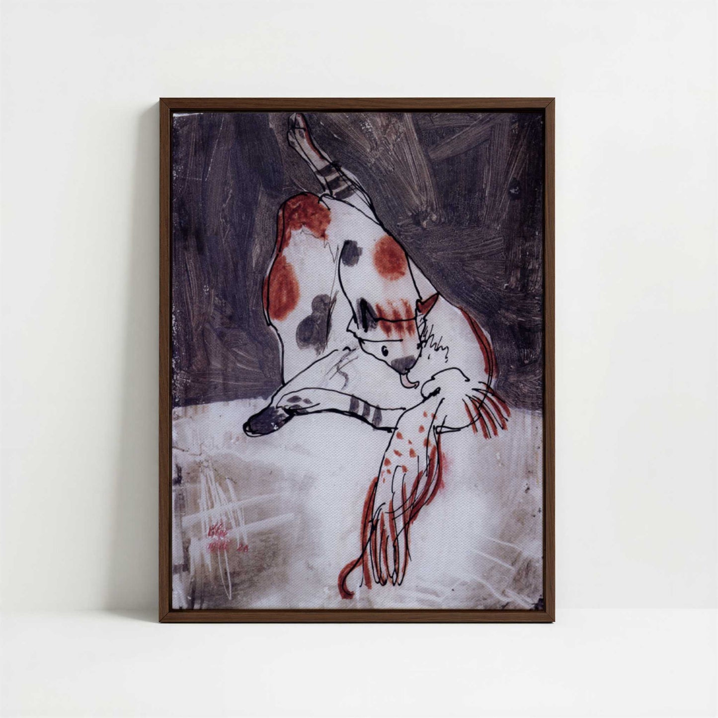 Framed Canvas - Framed canvas in dark wood color frame