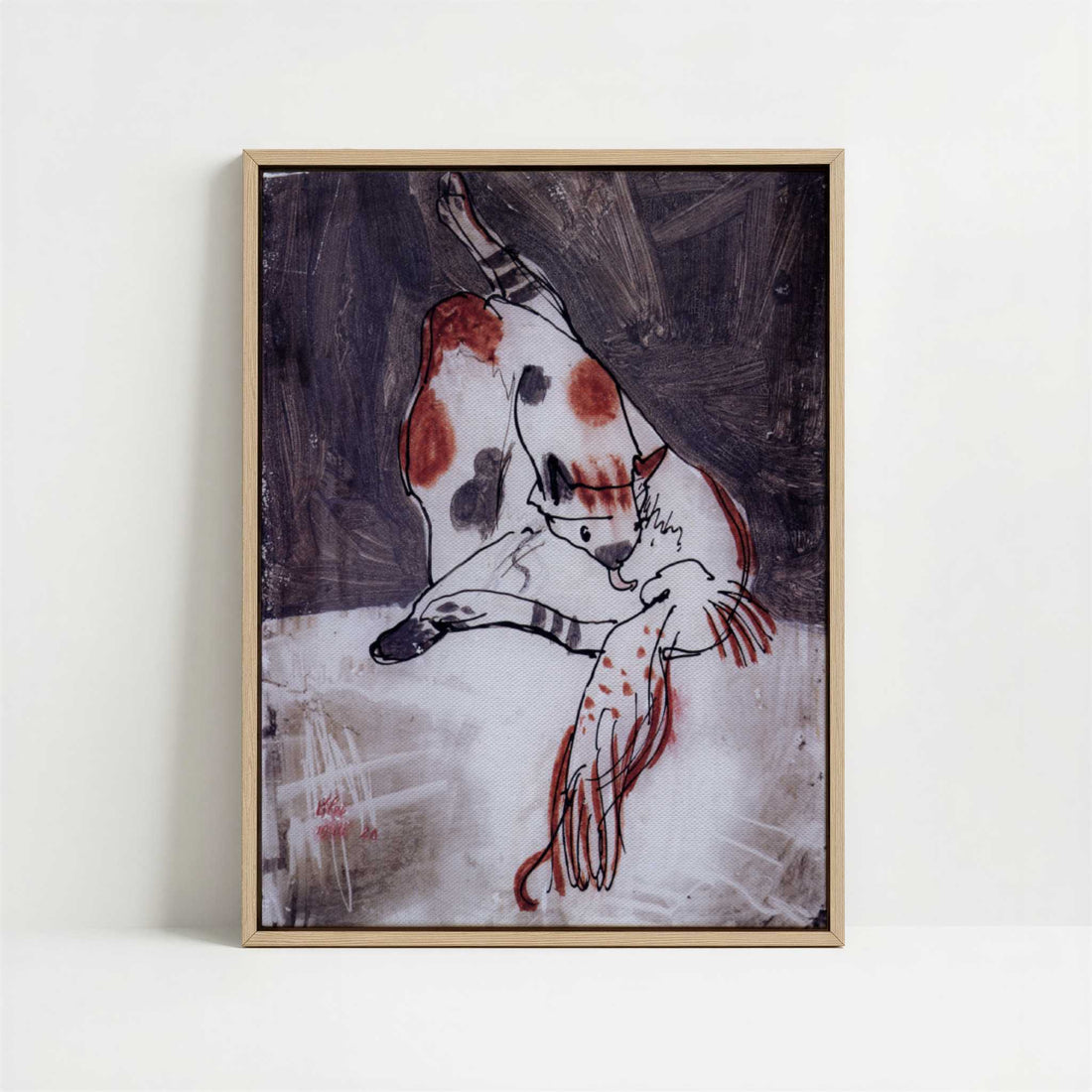 Framed Canvas - Framed canvas in oak color frame