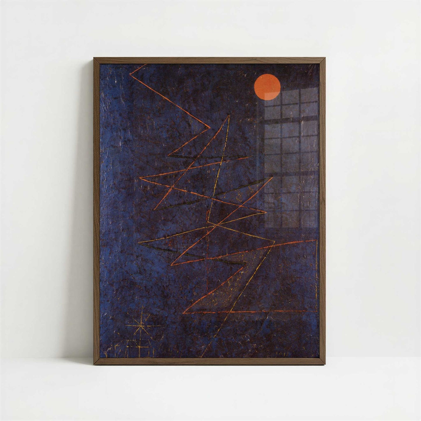 Coloured Lightning (1927) by Paul Klee – Art Print - Art print in dark wood frame
