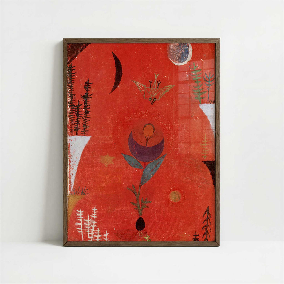 Flower Myth (1918) by Paul Klee – Art Print - Art print in dark wood frame