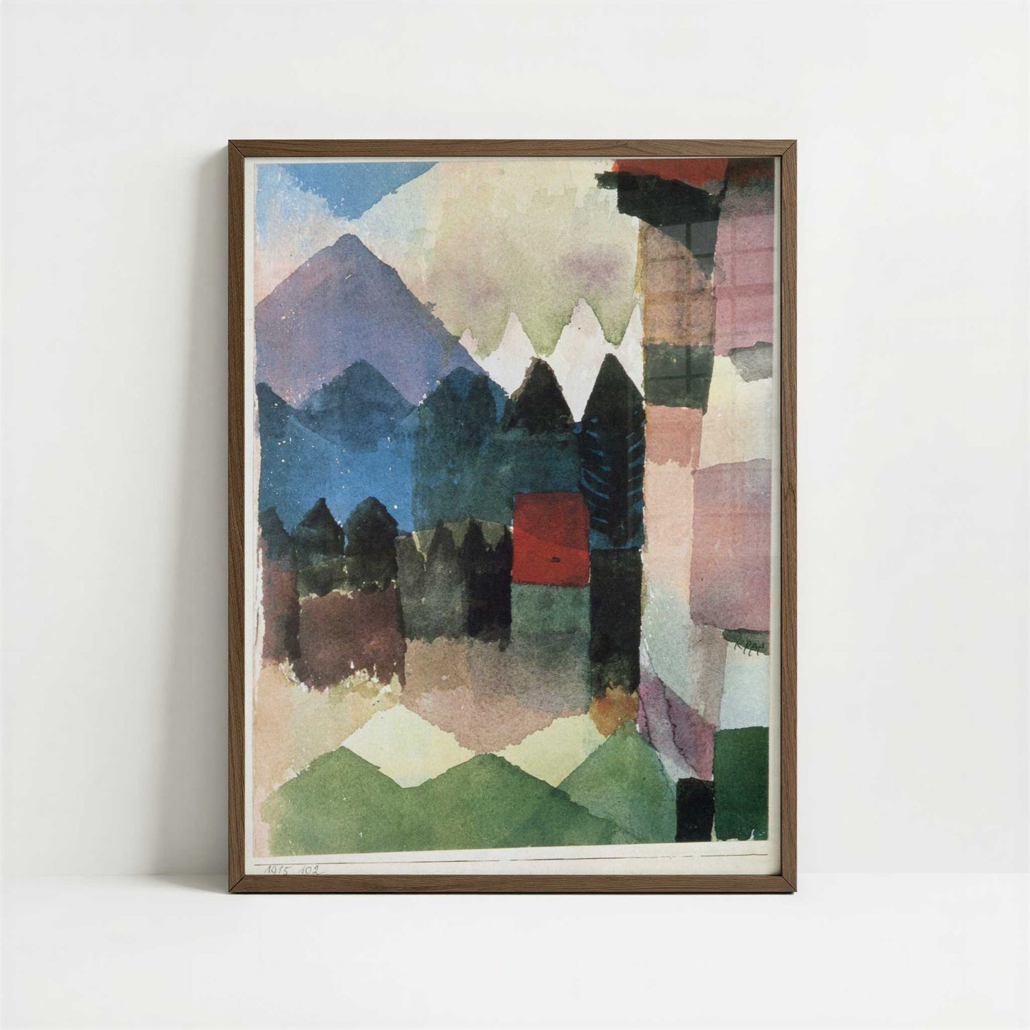 Fohn Wind, in Franz Marc's Garden (1915) by Paul Klee – Art Print - Art print in dark wood frame