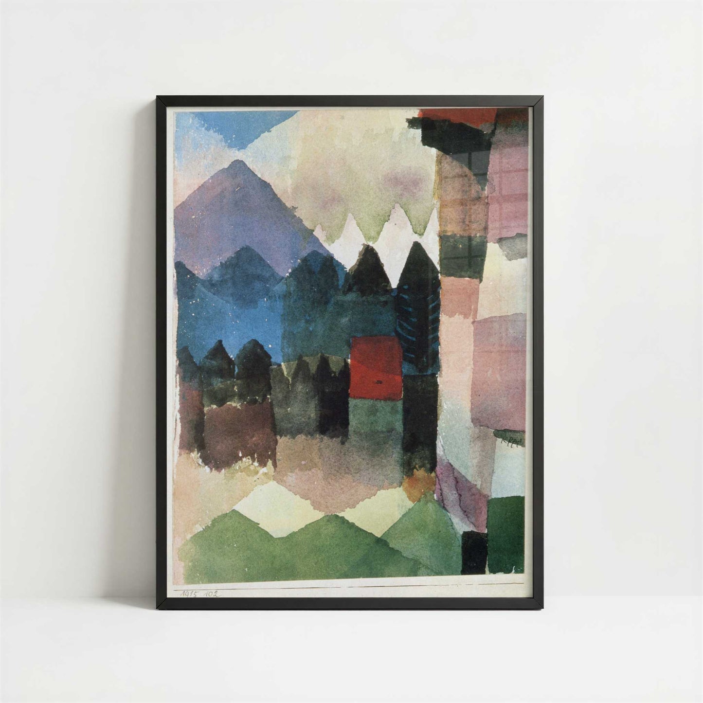 Fohn Wind, in Franz Marc's Garden (1915) by Paul Klee – Art Print - Art print in black frame