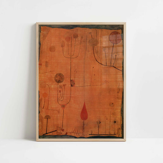 Fruits on Red (1930) by Paul Klee – Art Print - Art print in oak frame