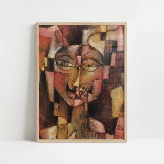 Head with German Moustache (1920) by Paul Klee – Art Print - Art print in oak frame