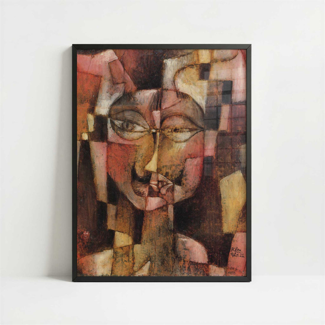 Head with German Moustache (1920) by Paul Klee – Art Print - Art print in black frame