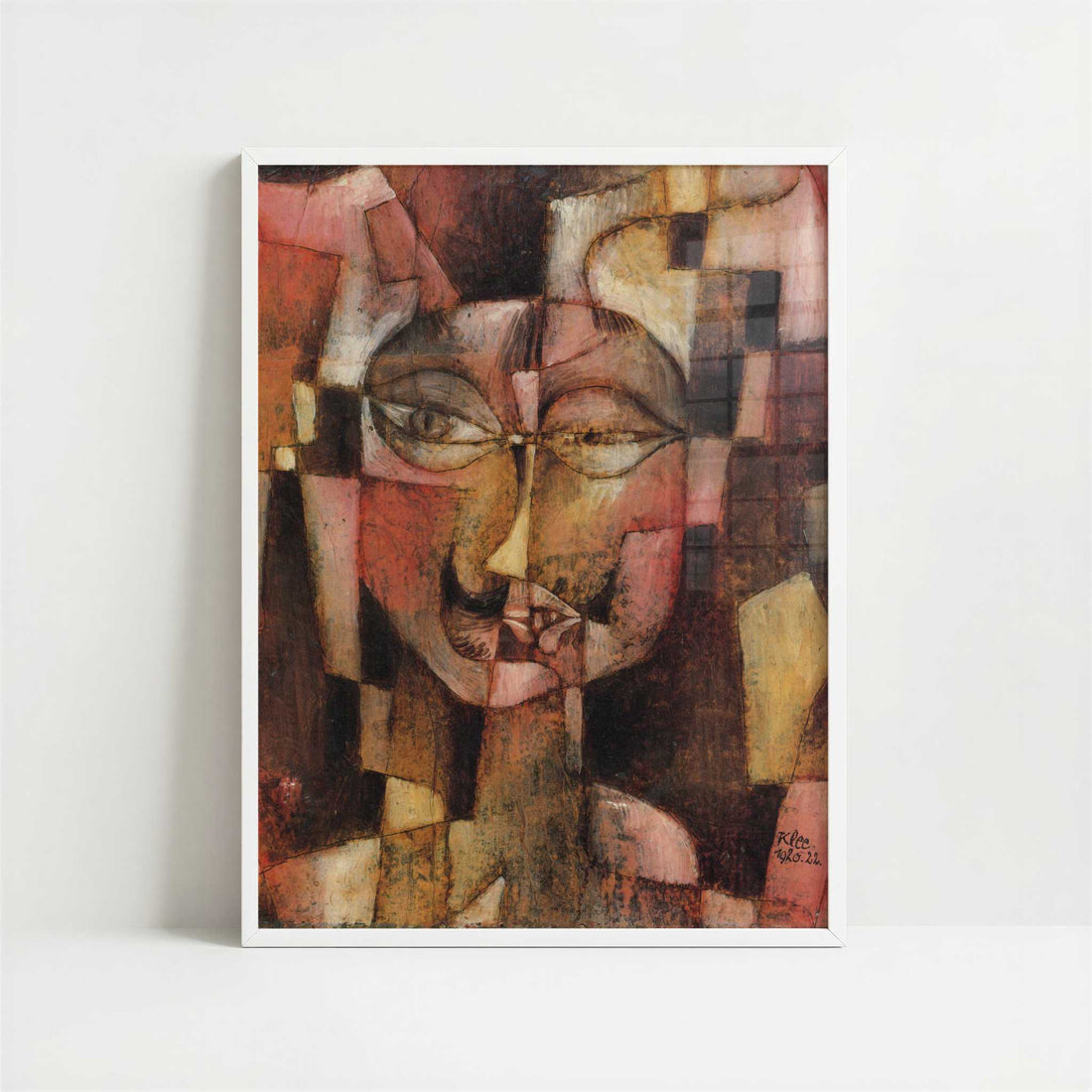 Head with German Moustache (1920) by Paul Klee – Art Print - Art print in white frame