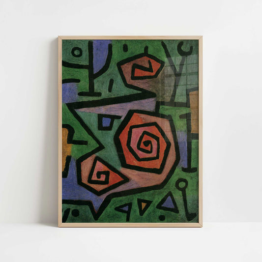 Heroic Roses (1938) by Paul Klee – Art Print - Art print in oak frame