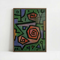 Heroic Roses (1938) by Paul Klee – Art Print - Art print in dark wood frame