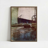 In the Ostermundingen Quarry, Two Cranes (1907) by Paul Klee – Art Print - Art print in dark wood frame