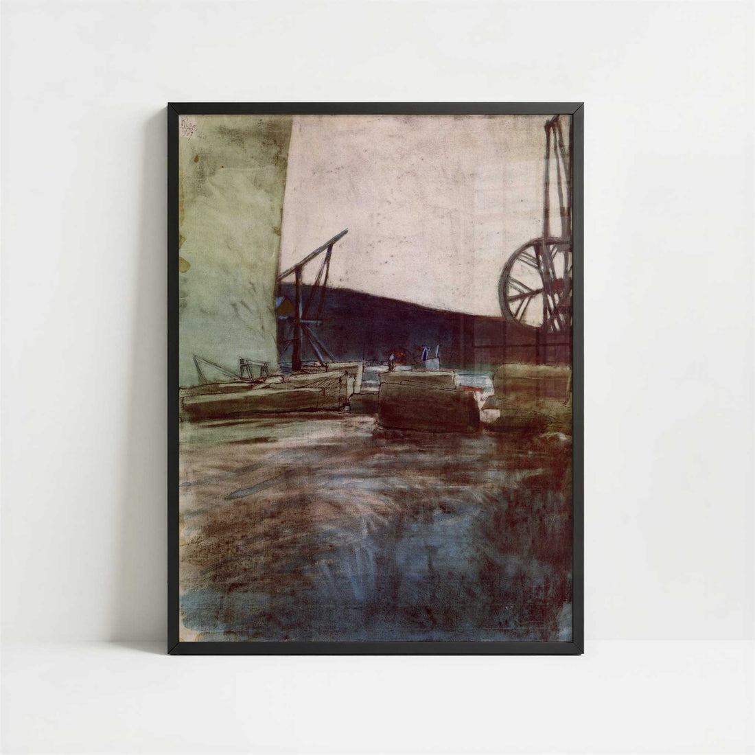In the Ostermundingen Quarry, Two Cranes (1907) by Paul Klee – Art Print - Art print in black frame