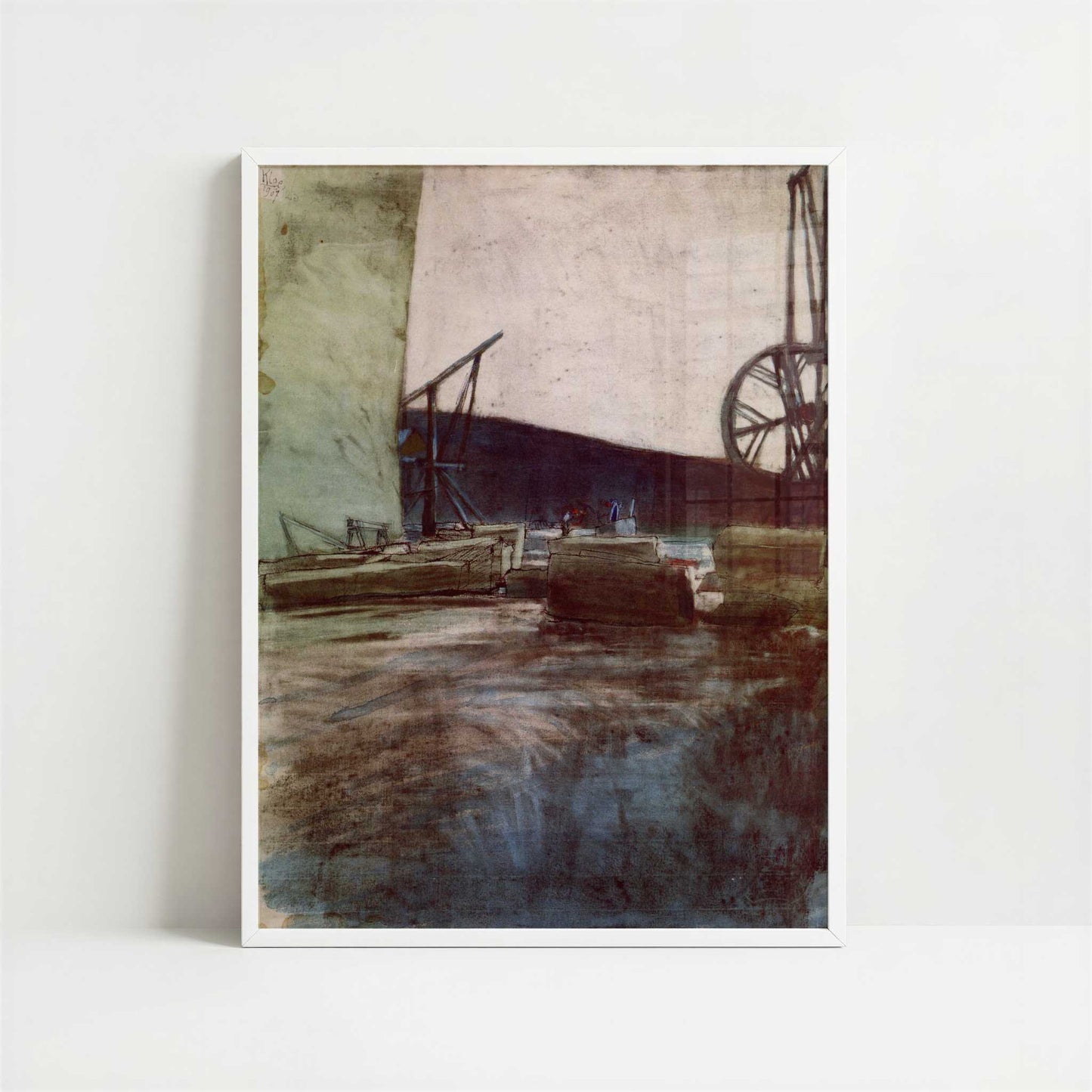 In the Ostermundingen Quarry, Two Cranes (1907) by Paul Klee – Art Print - Art print in white frame