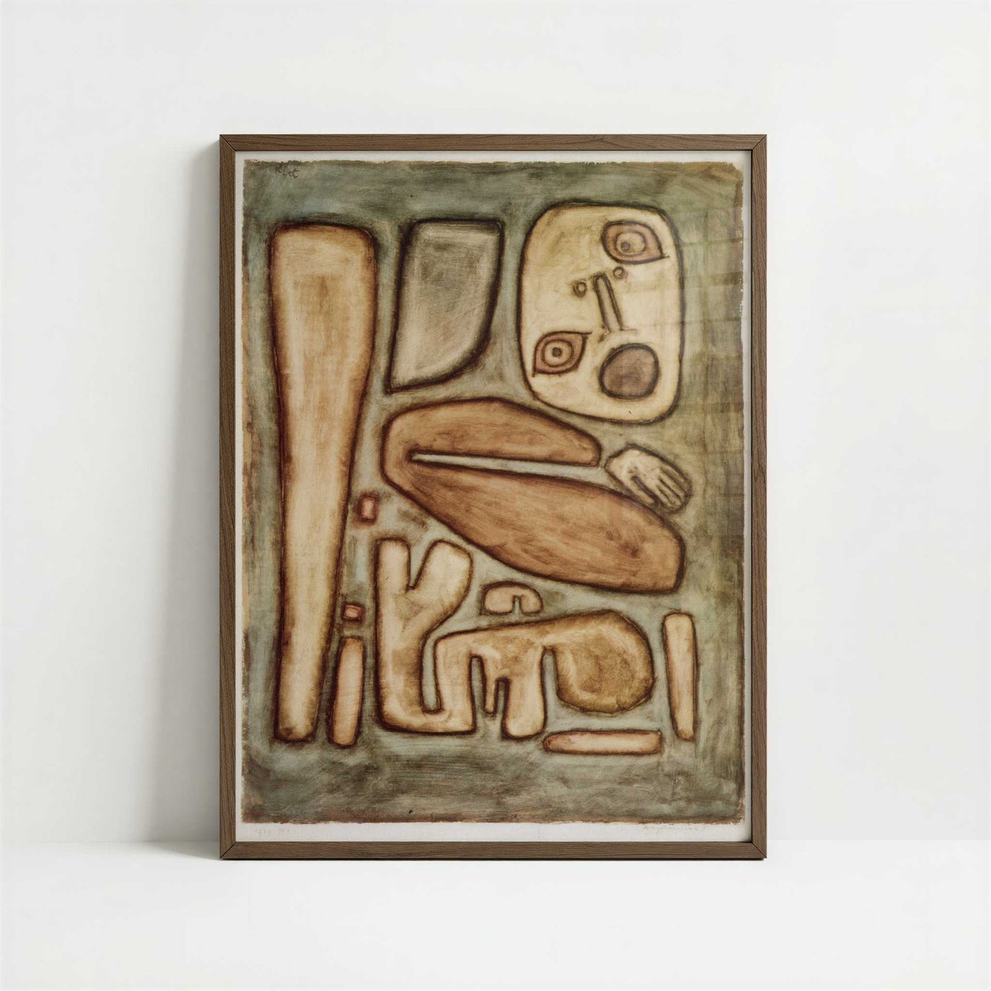 Outburst of Fear (1939) by Paul Klee – Art Print - Art print in dark wood frame