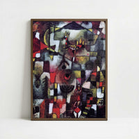 Picture with the Cock & the Grenadier (1918) by Paul Klee – Art Print - Art print in dark wood frame