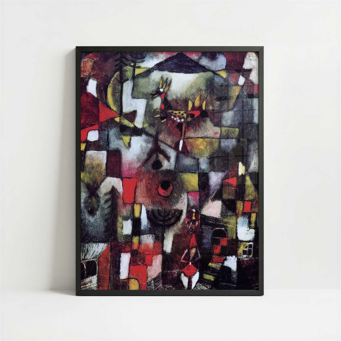 Picture with the Cock & the Grenadier (1918) by Paul Klee – Art Print - Art print in black frame