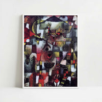 Picture with the Cock & the Grenadier (1918) by Paul Klee – Art Print - Art print in white frame