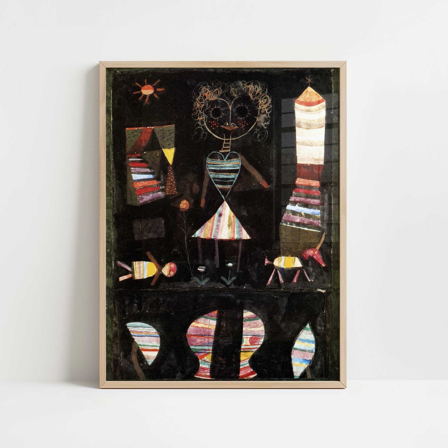 Puppet Theatre (1923) by Paul Klee – Art Print - Art print in oak frame