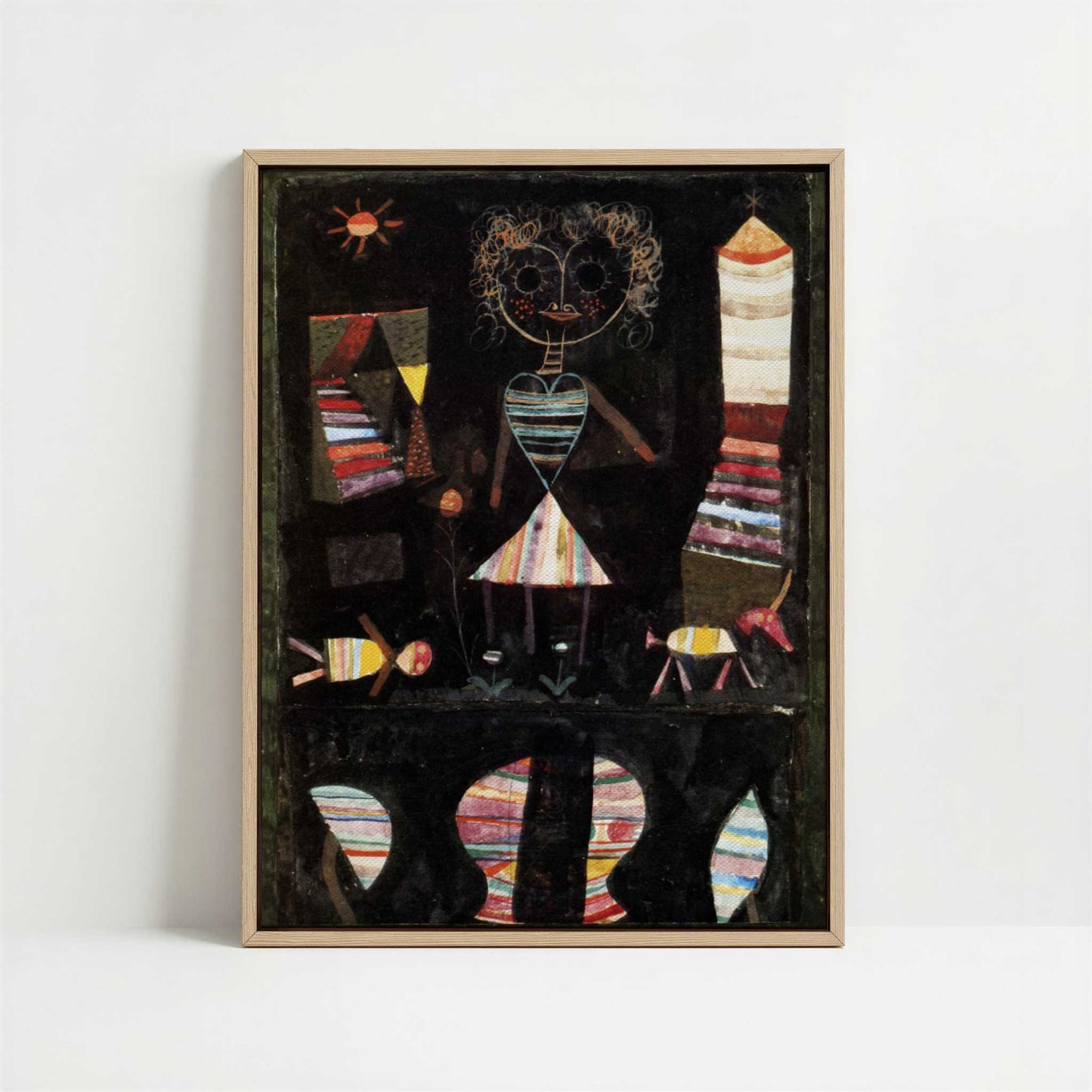 Framed Canvas - Framed canvas in oak color frame