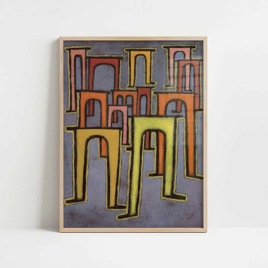 Revolt of the Viaduct (1937) by Paul Klee – Art Print - Art print in oak frame