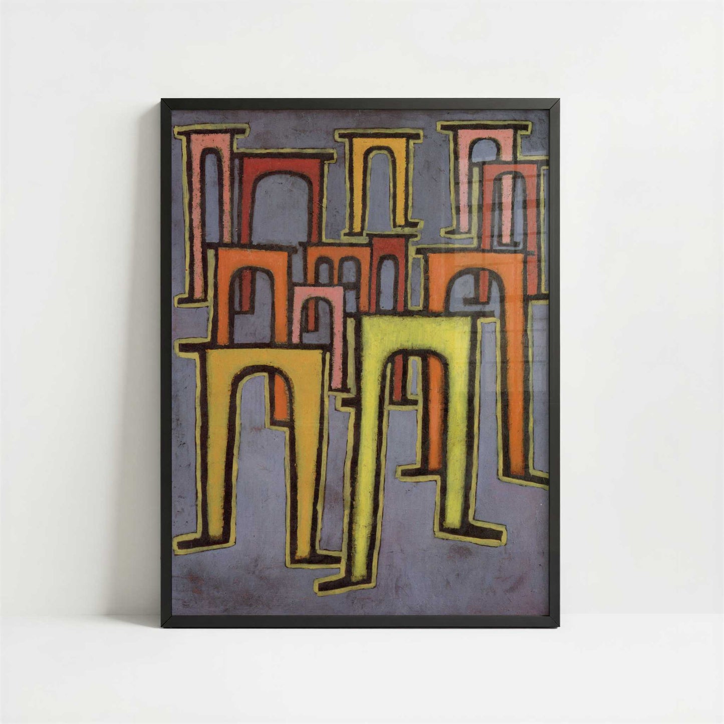 Revolt of the Viaduct (1937) by Paul Klee – Art Print - Art print in black frame