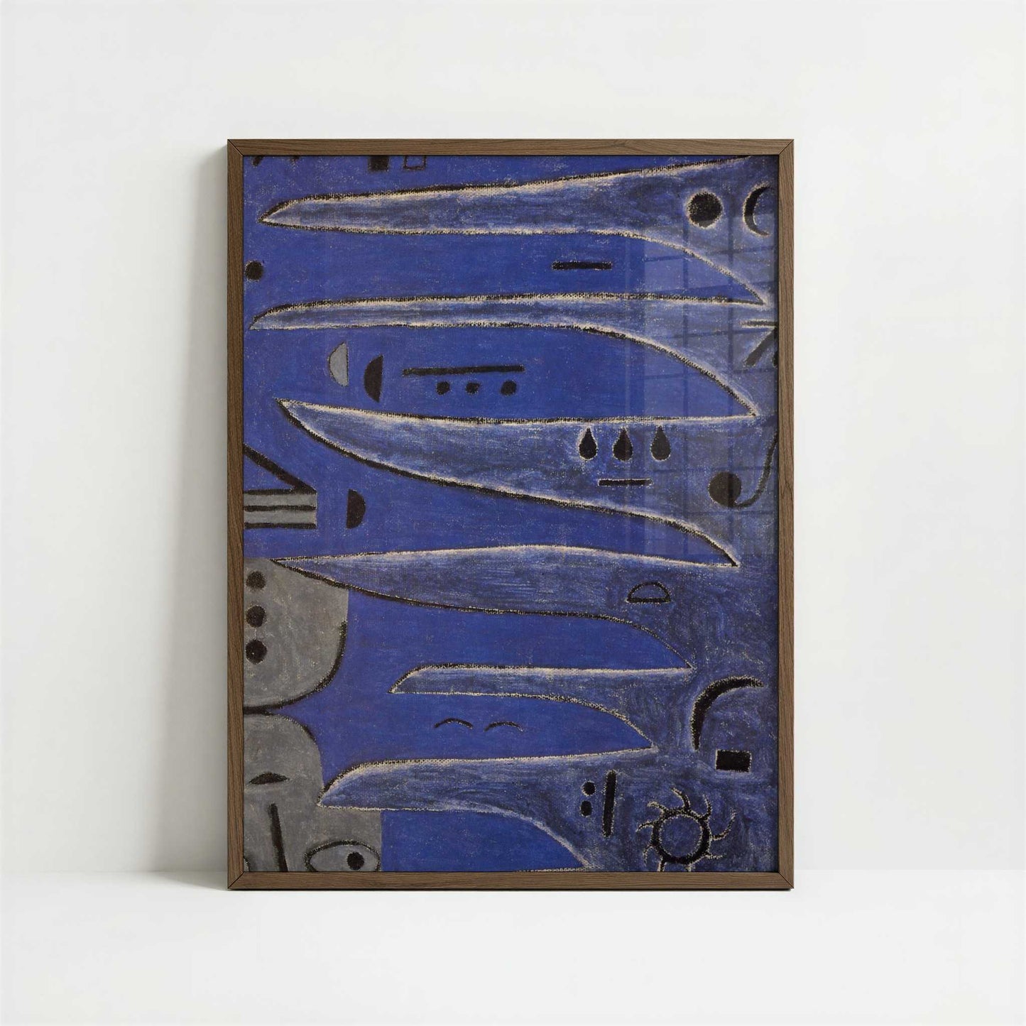 The Grey One & the Coast (1938) by Paul Klee – Art Print - Art print in dark wood frame