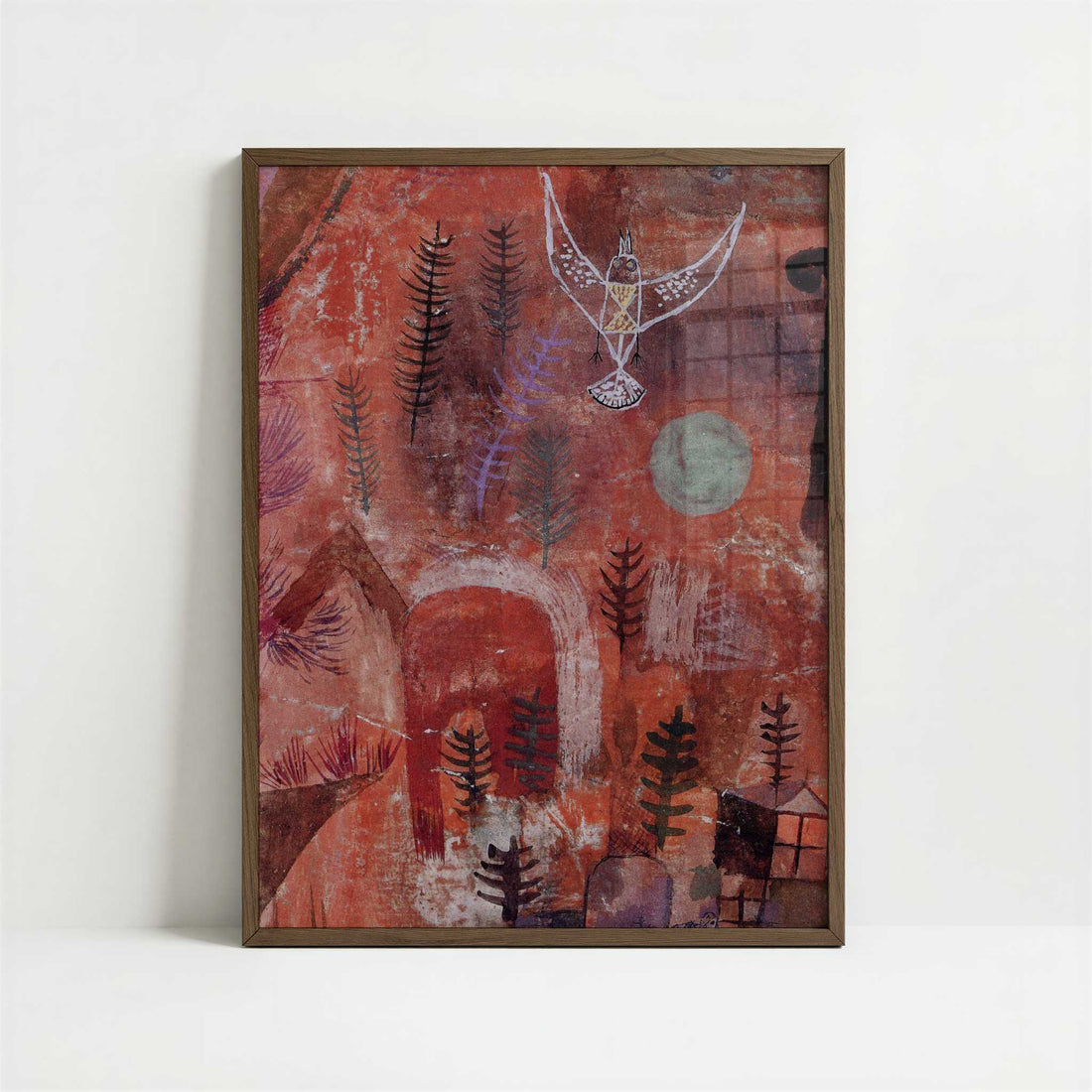With the Lark Ascending (1918) by Paul Klee – Art Print - Art print in dark wood frame