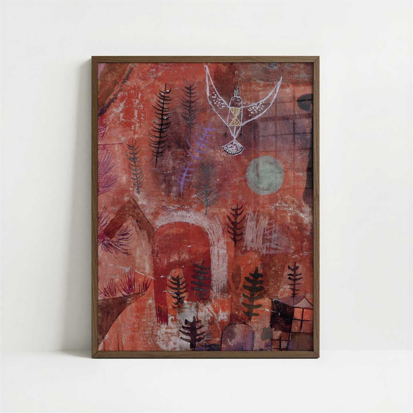 With the Lark Ascending (1918) by Paul Klee – Art Print - Art print in dark wood frame