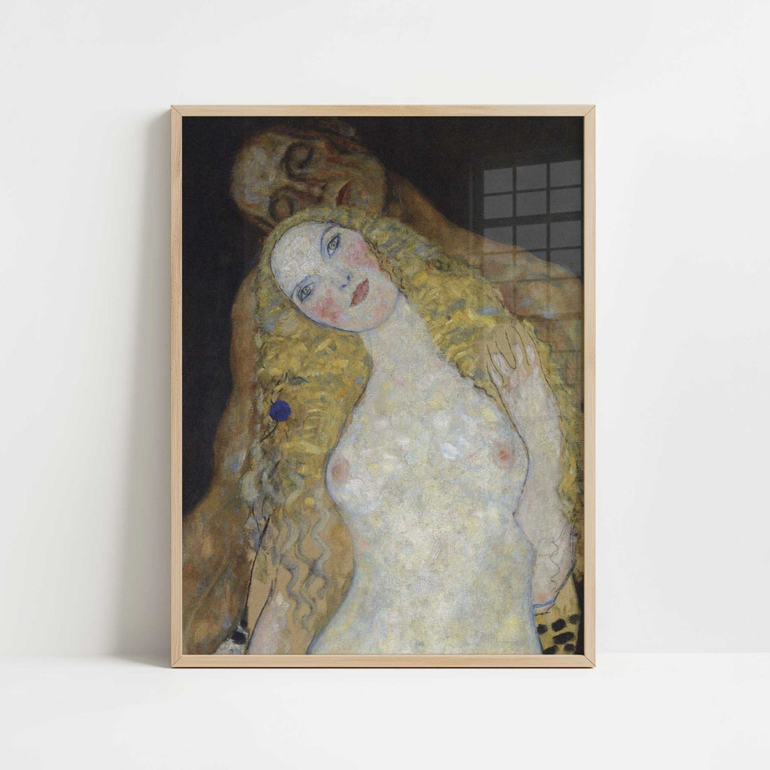 Adam & Eve (1917-18) by Gustav Klimt – Art Print - Art print in oak frame